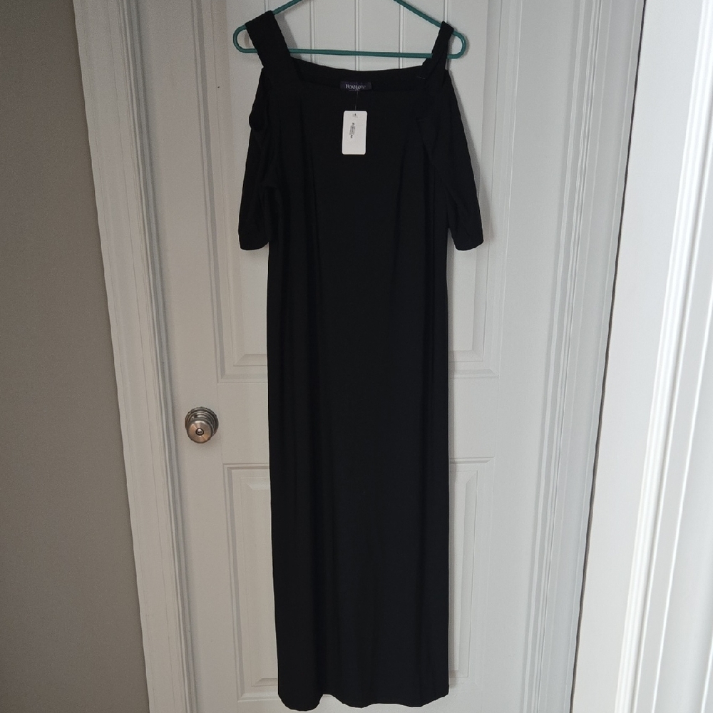 Roaman's Elegant Black Maxi Dress